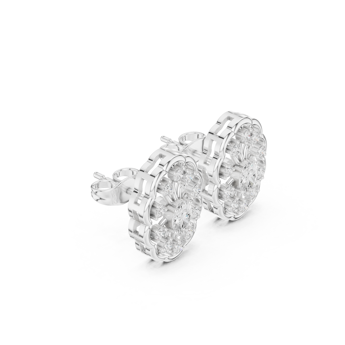 Orlienne Floral Medallion Diamond Studs
