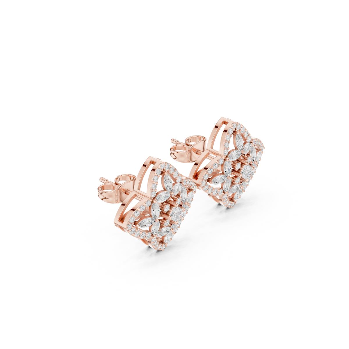 Veylisse Quatrefoil Floral Diamond Studs