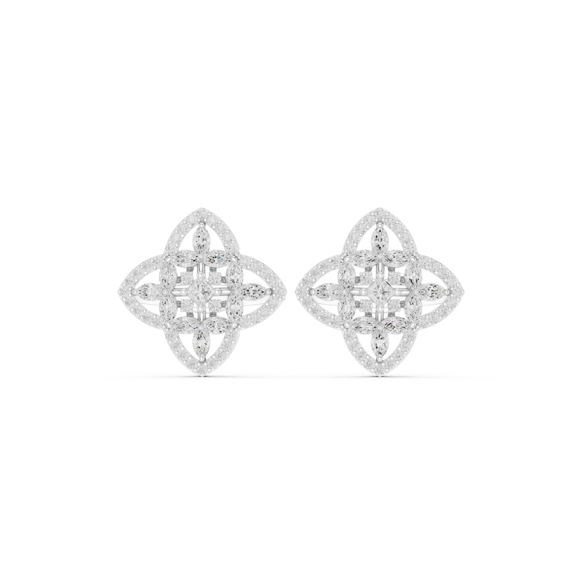 Veylisse Quatrefoil Floral Diamond Studs