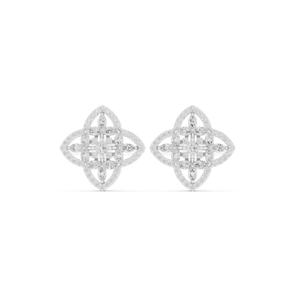 Veylisse Quatrefoil Floral Diamond Studs