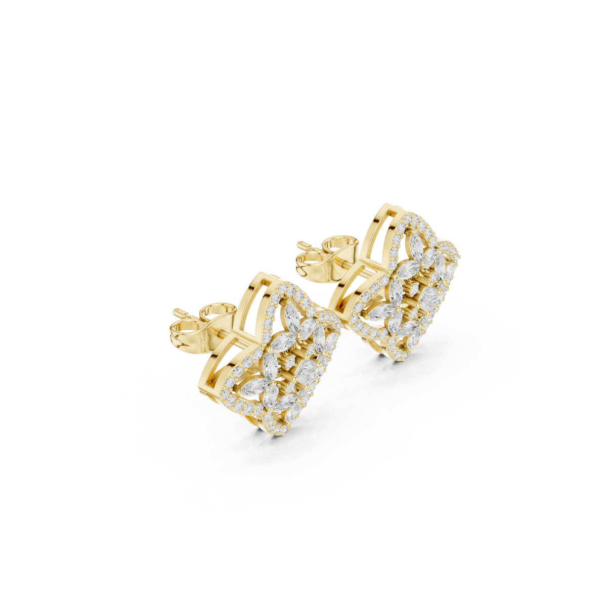 Veylisse Quatrefoil Floral Diamond Studs