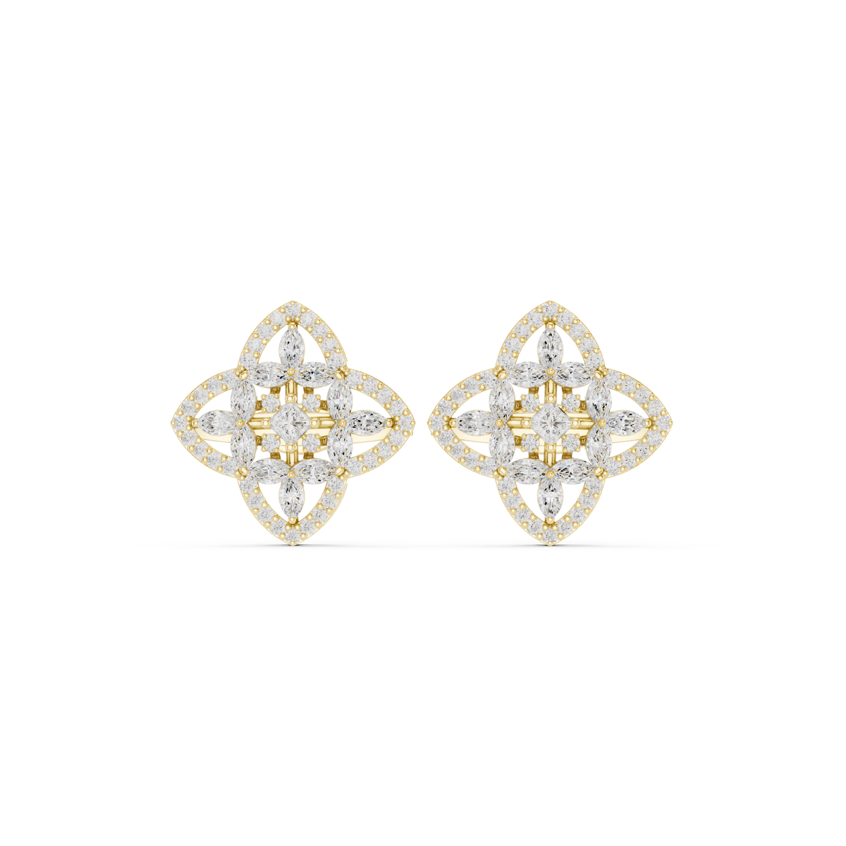 Veylisse Quatrefoil Floral Diamond Studs