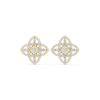 Veylisse Quatrefoil Floral Diamond Studs