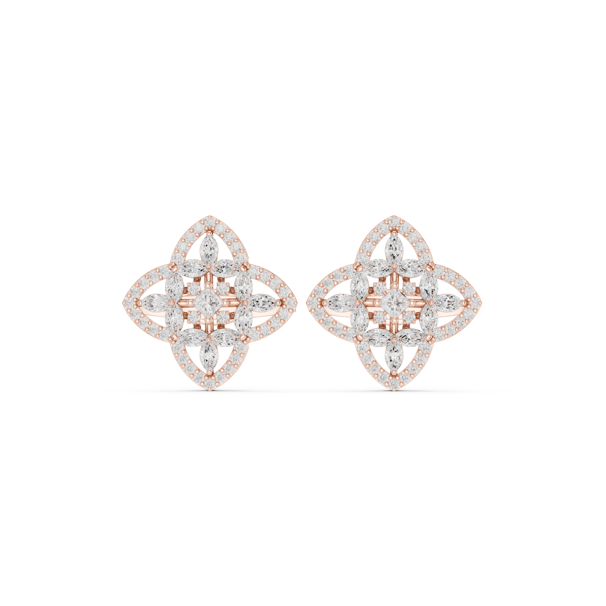 Veylisse Quatrefoil Floral Diamond Studs