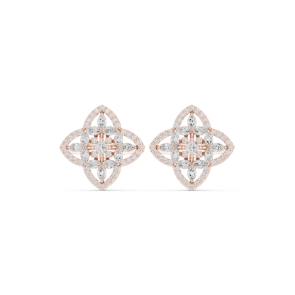 Veylisse Quatrefoil Floral Diamond Studs