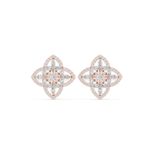 Veylisse Quatrefoil Floral Diamond Studs
