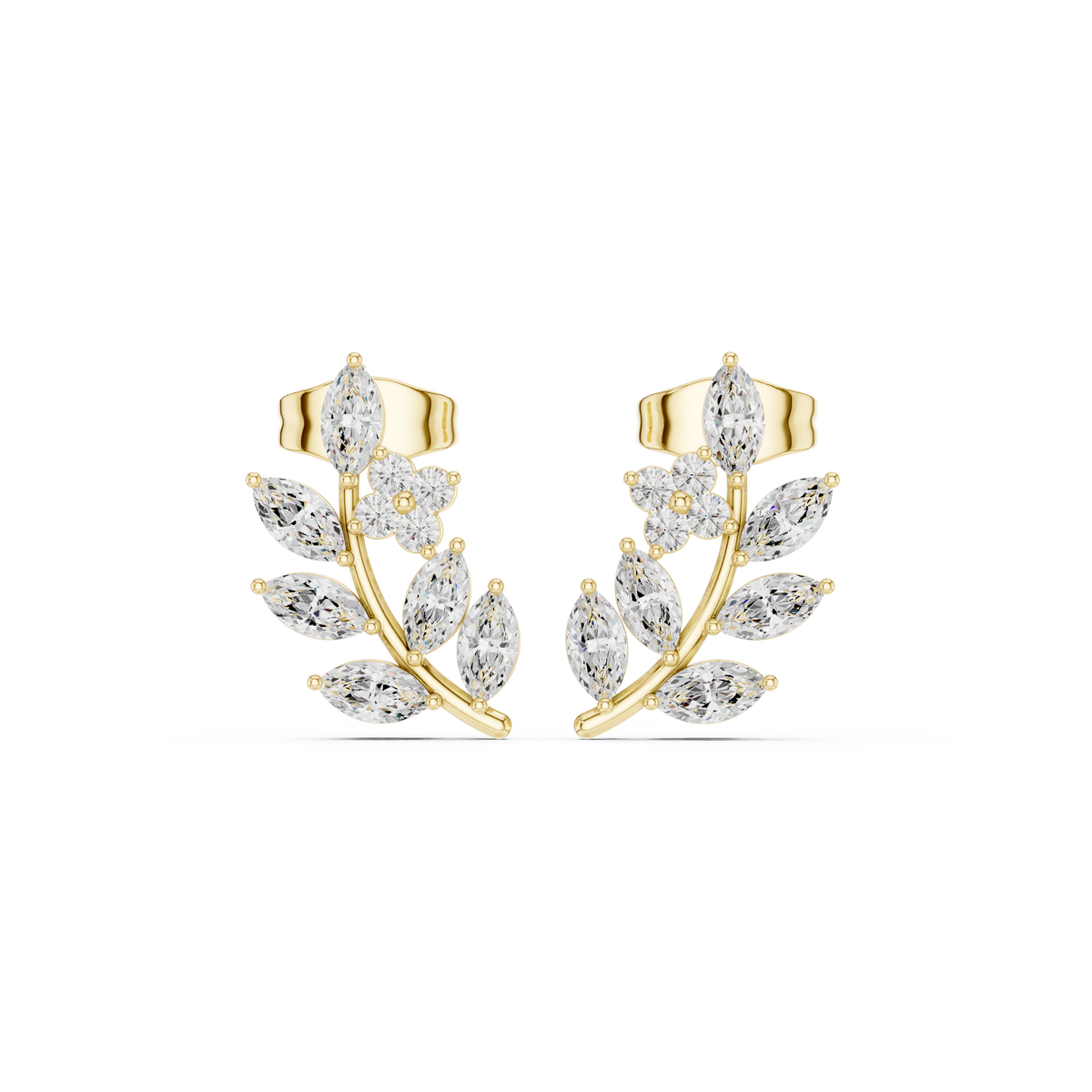 Elvienne Botanical Vine Diamond Studs