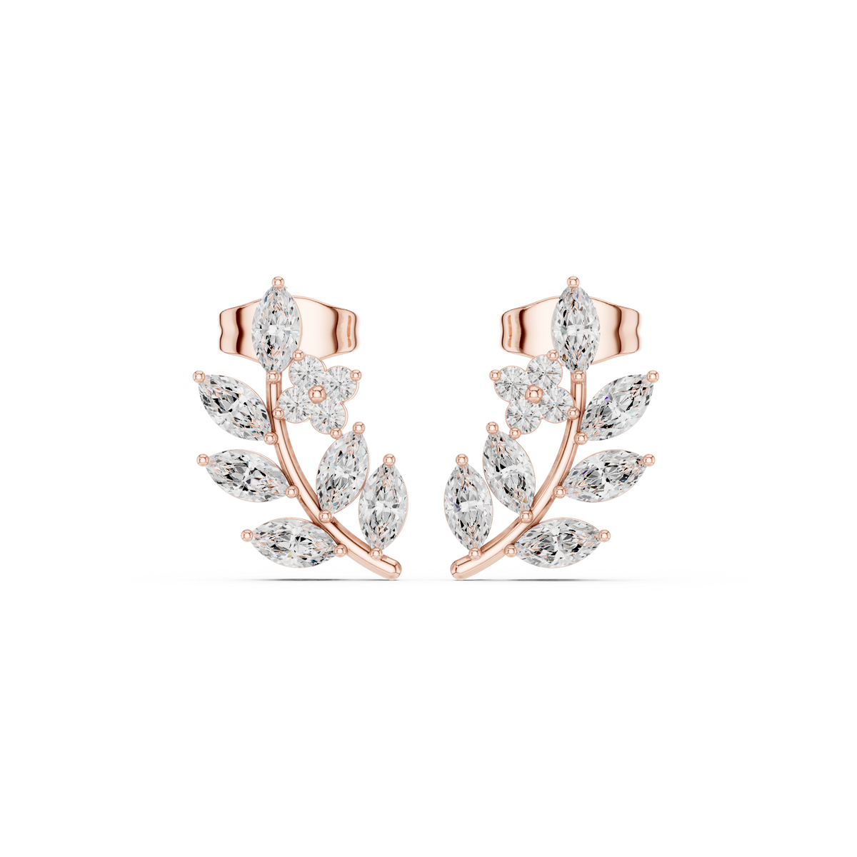 Elvienne Botanical Vine Diamond Studs