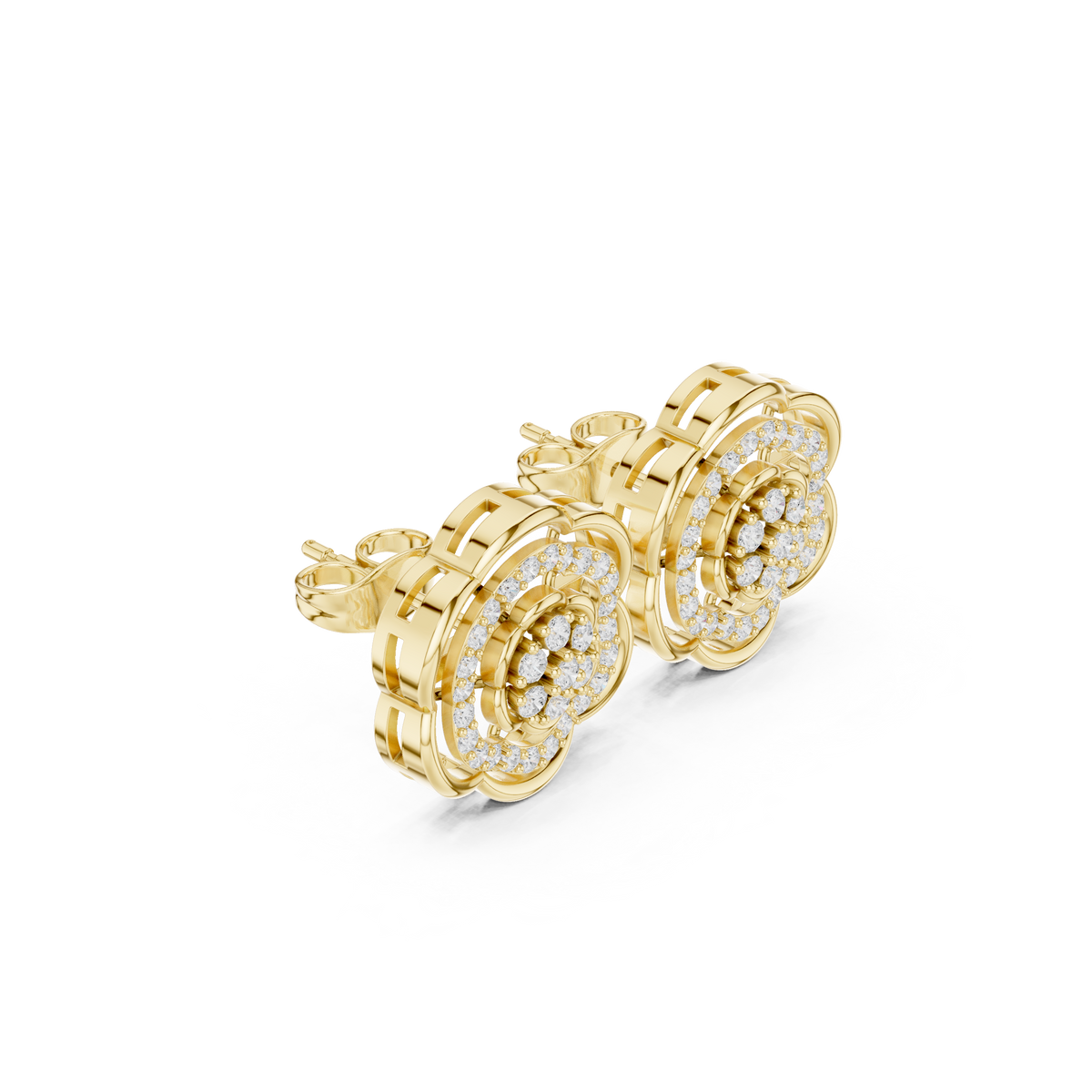 Serenelle Floral Medallion Diamond Studs