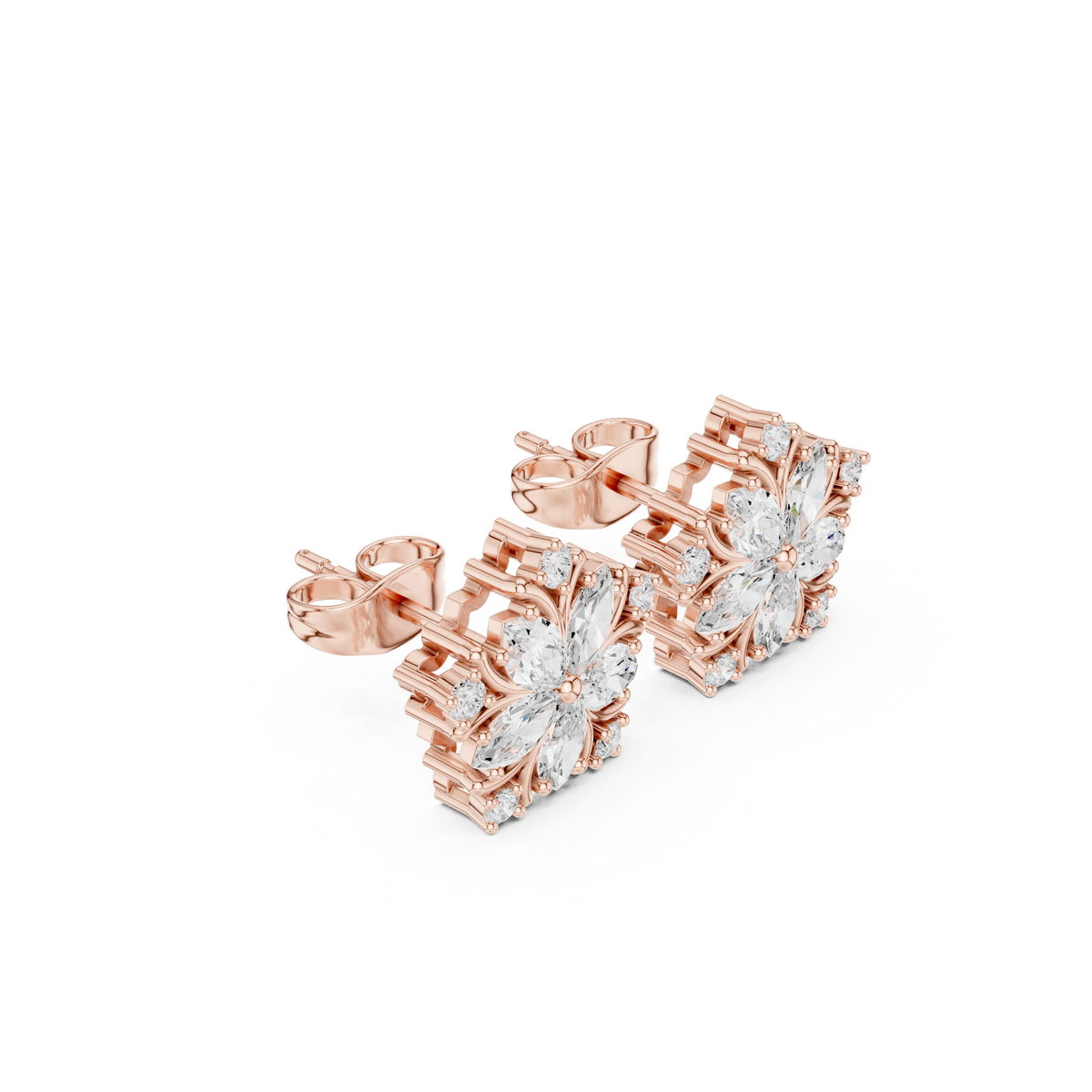 Varelia Five-Petal Floral Diamond Studs