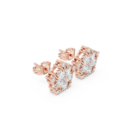 Varelia Five-Petal Floral Diamond Studs