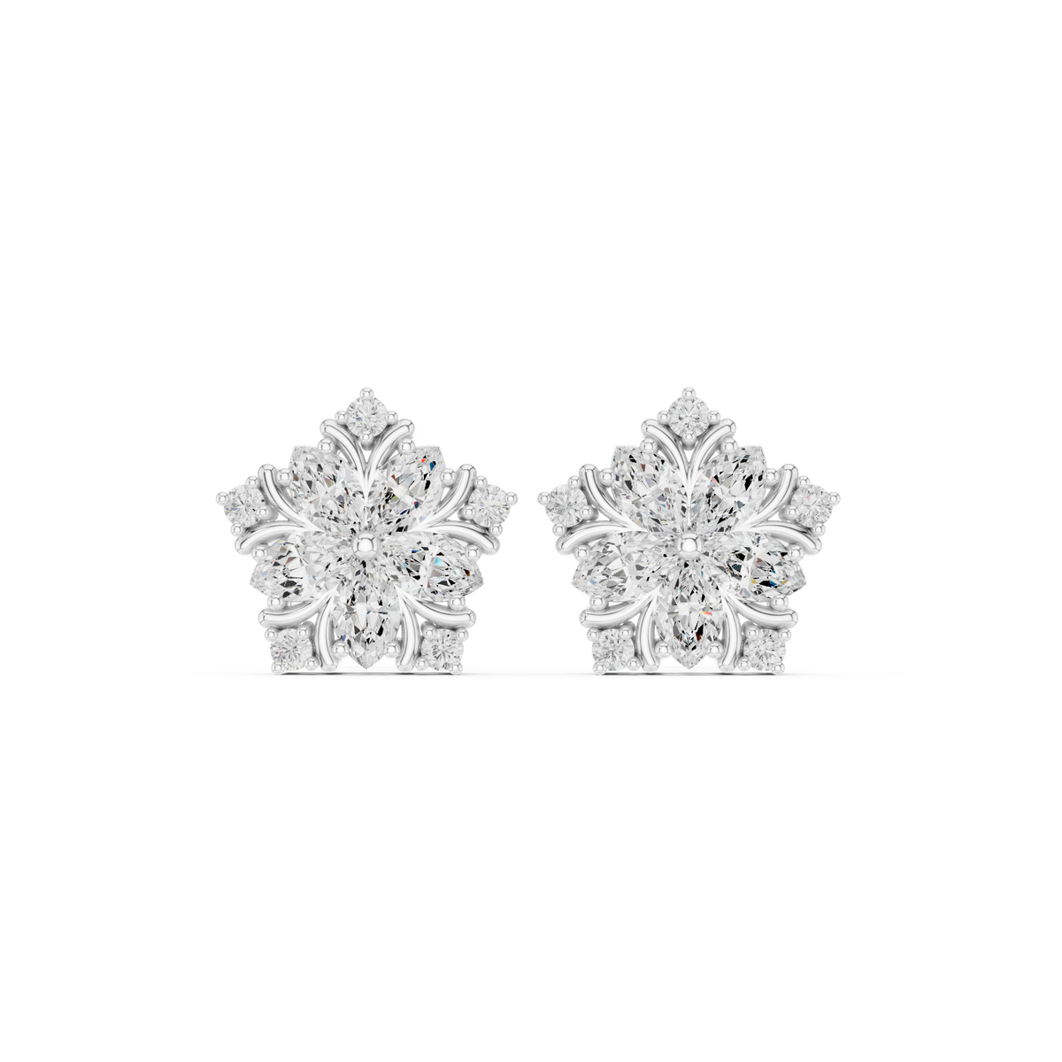 Varelia Five-Petal Floral Diamond Studs