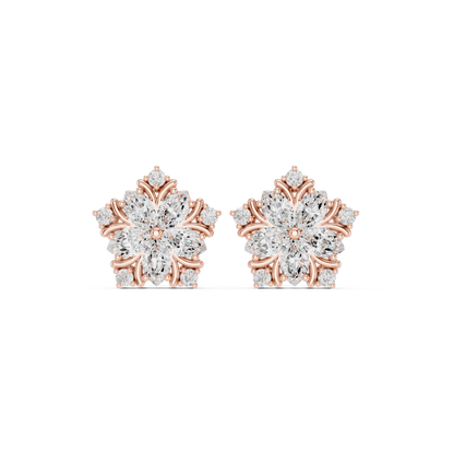 Varelia Five-Petal Floral Diamond Studs