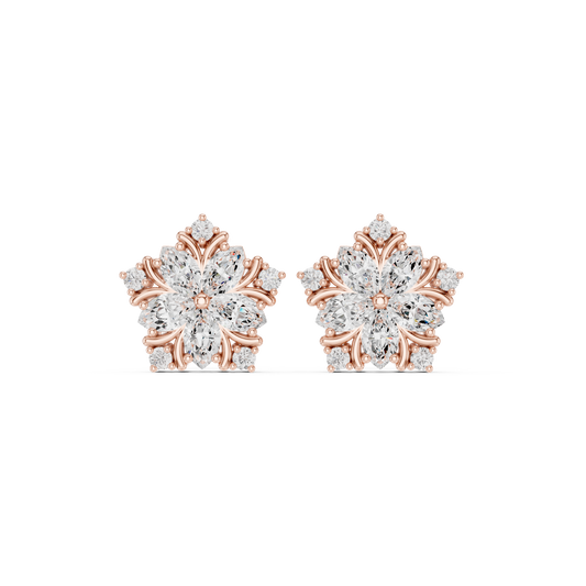 Varelia Five-Petal Floral Diamond Studs