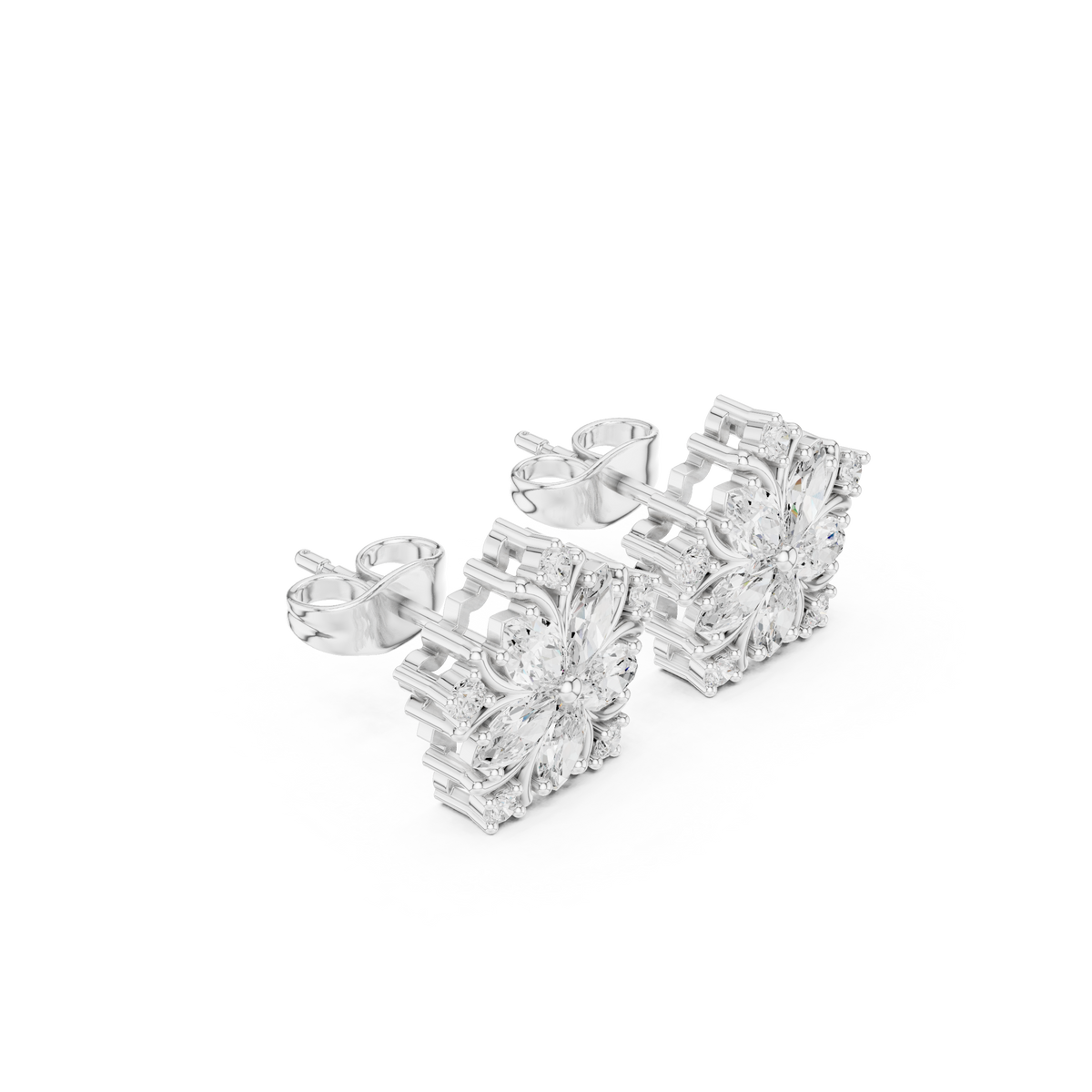 Varelia Five-Petal Floral Diamond Studs