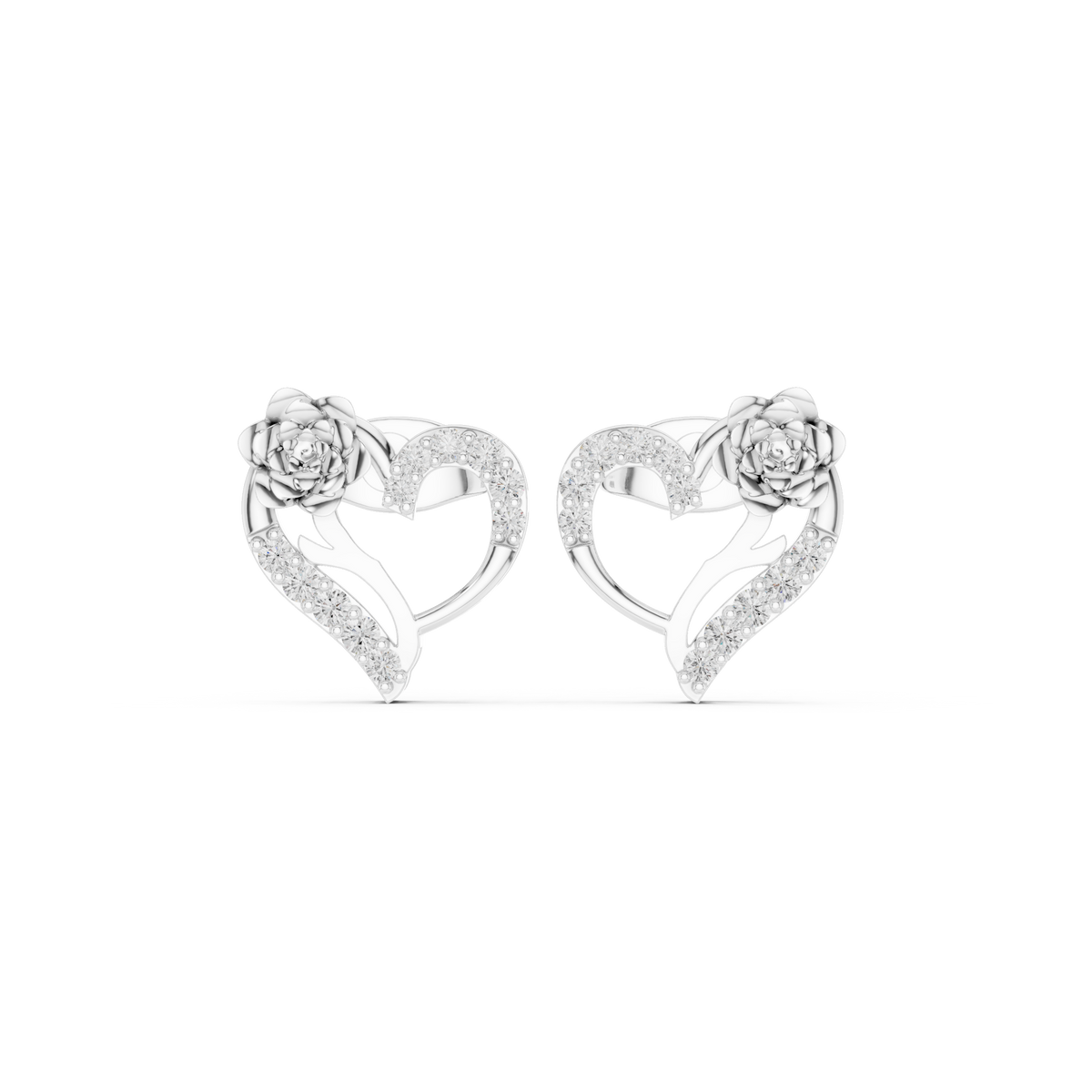 Seravyn Floral Heart Pavé Studs