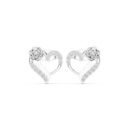Seravyn Floral Heart Pavé Studs