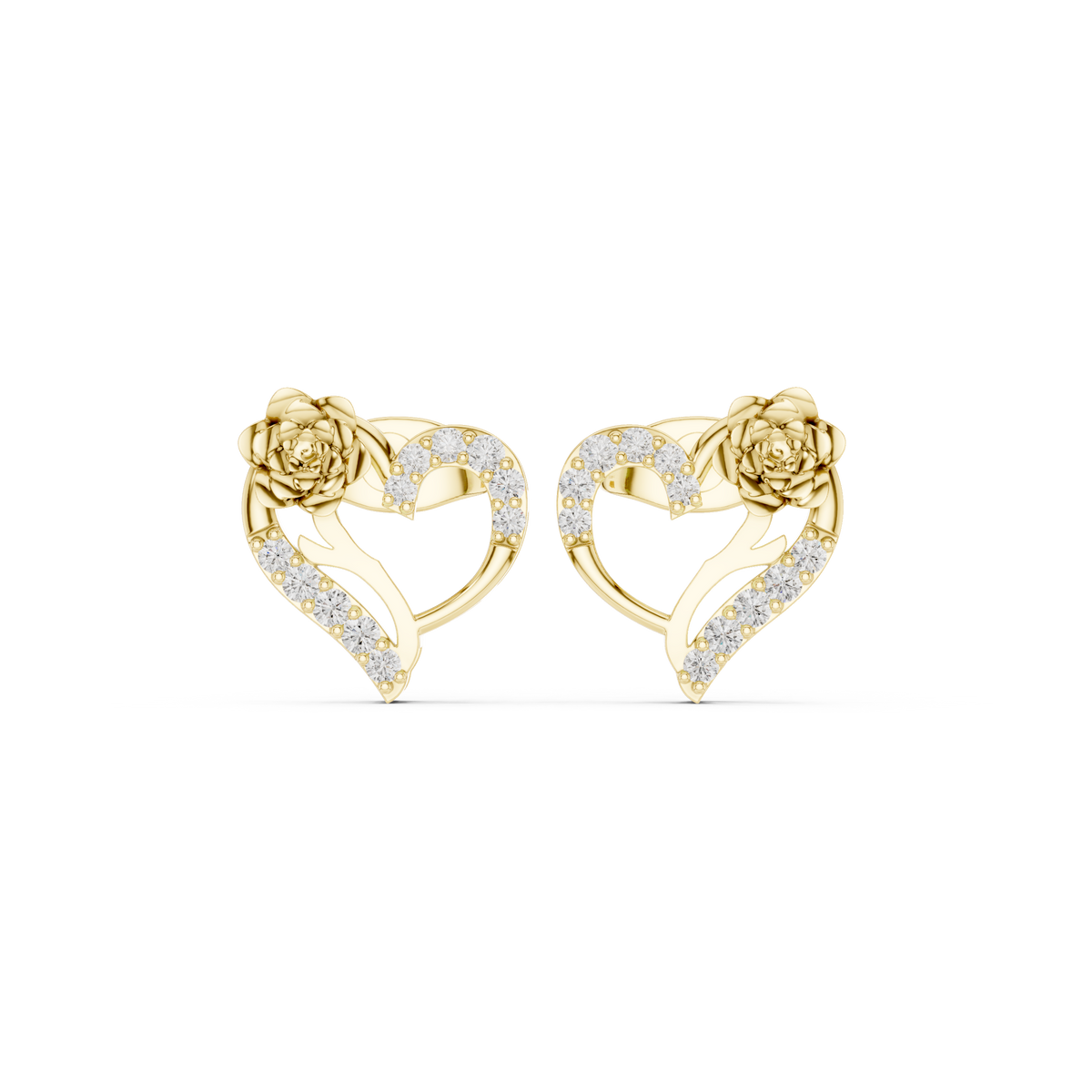Seravyn Floral Heart Pavé Studs