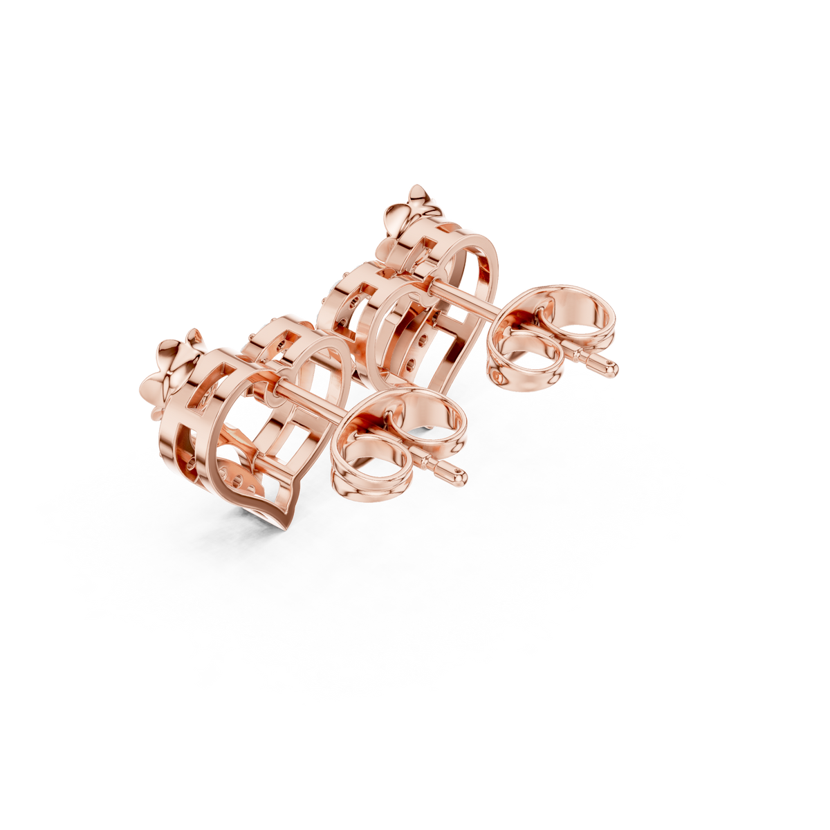 Seravyn Floral Heart Pavé Studs