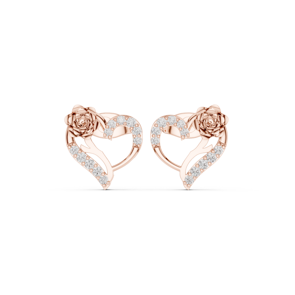 Seravyn Floral Heart Pavé Studs
