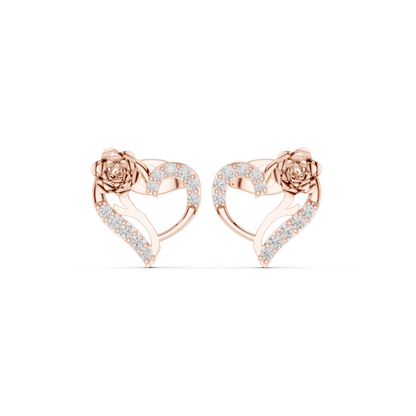 Seravyn Floral Heart Pavé Studs