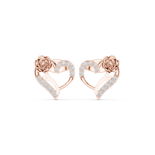 Seravyn Floral Heart Pavé Studs