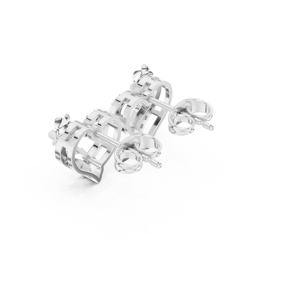Seravyn Floral Heart Pavé Studs