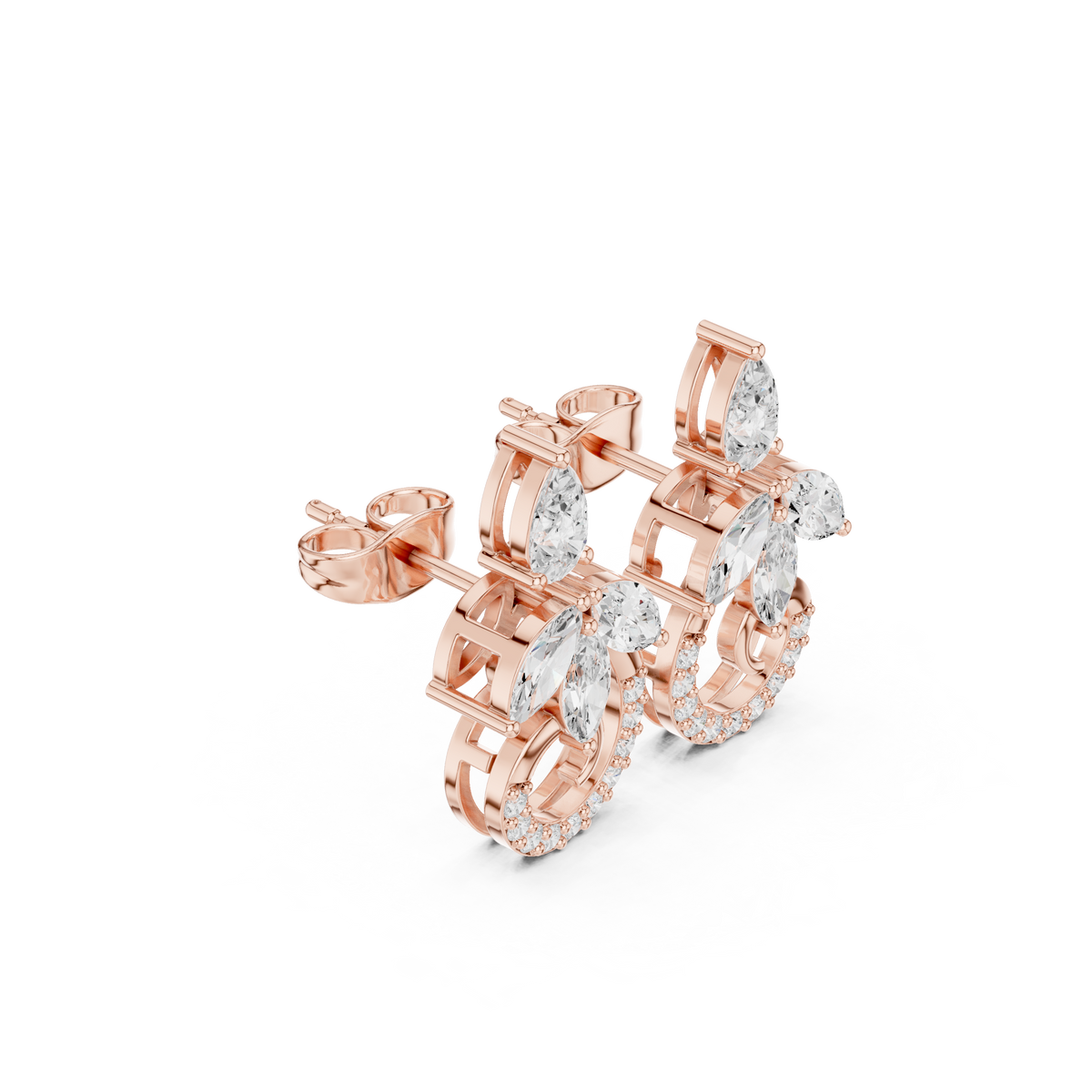 Avelyne Floral Marquise Pavé Studs