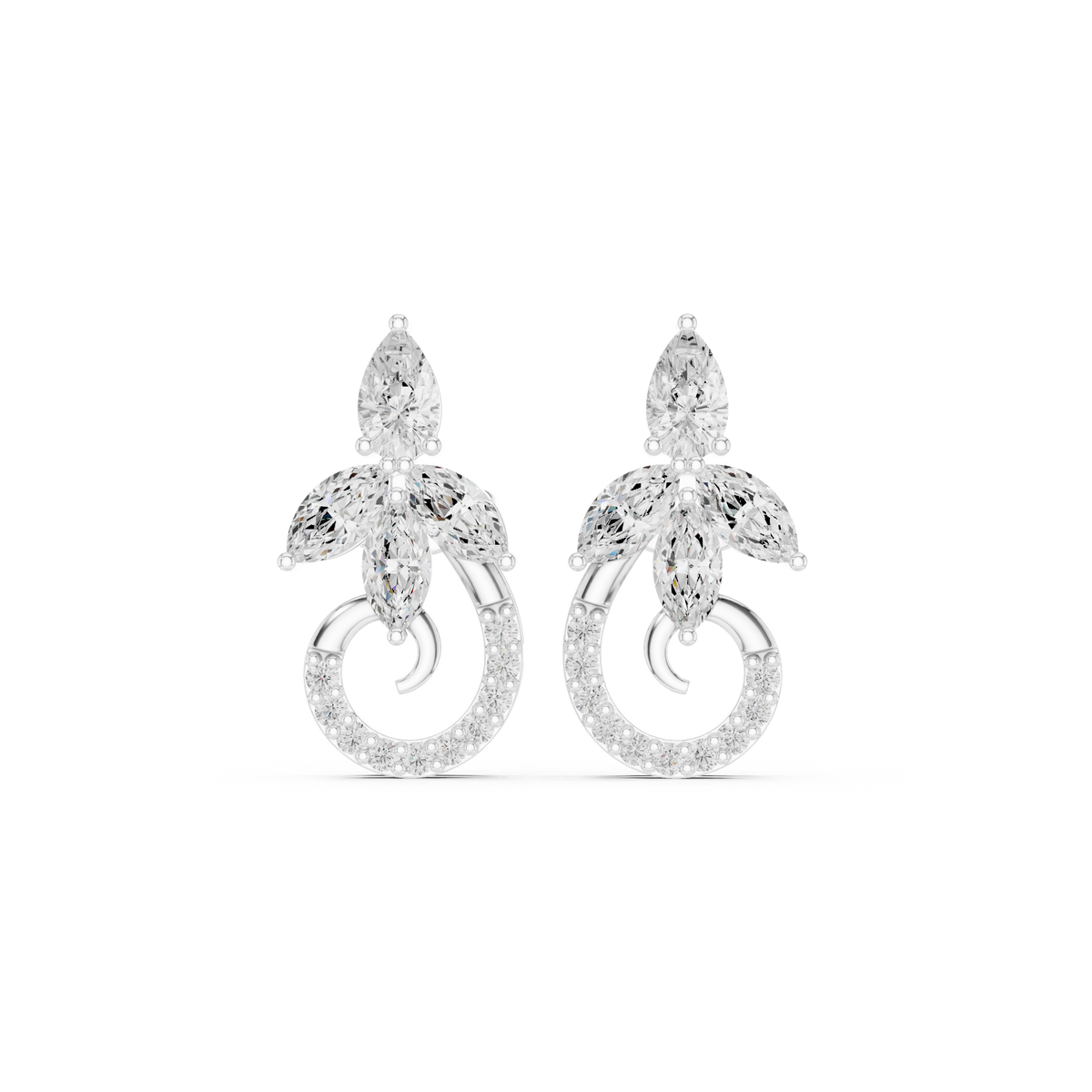 Avelyne Floral Marquise Pavé Studs