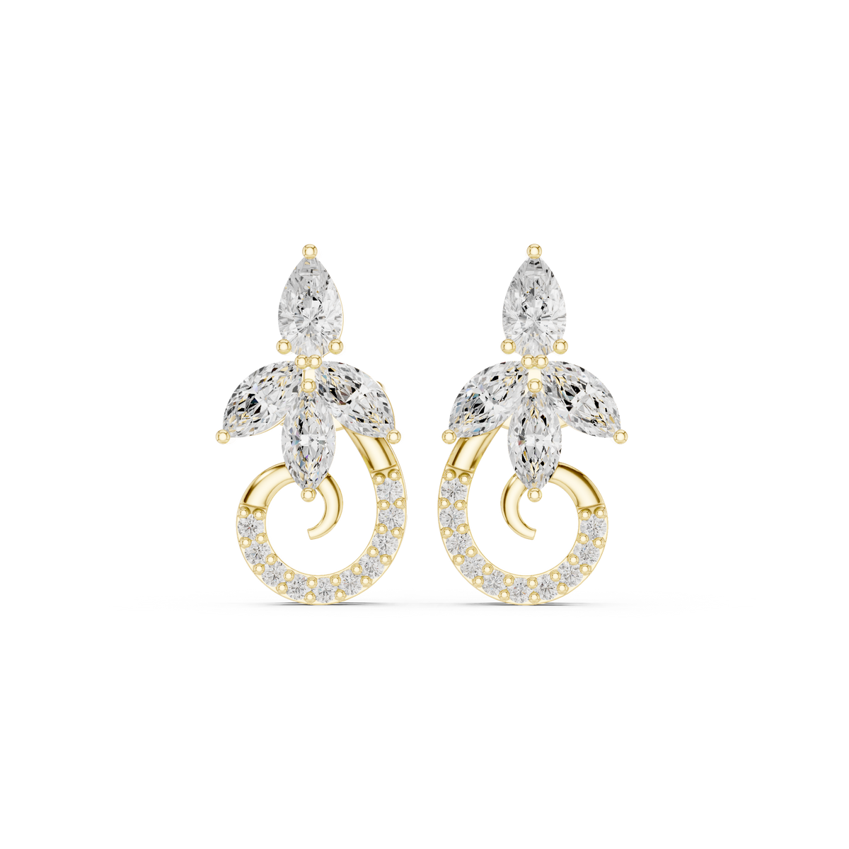 Avelyne Floral Marquise Pavé Studs