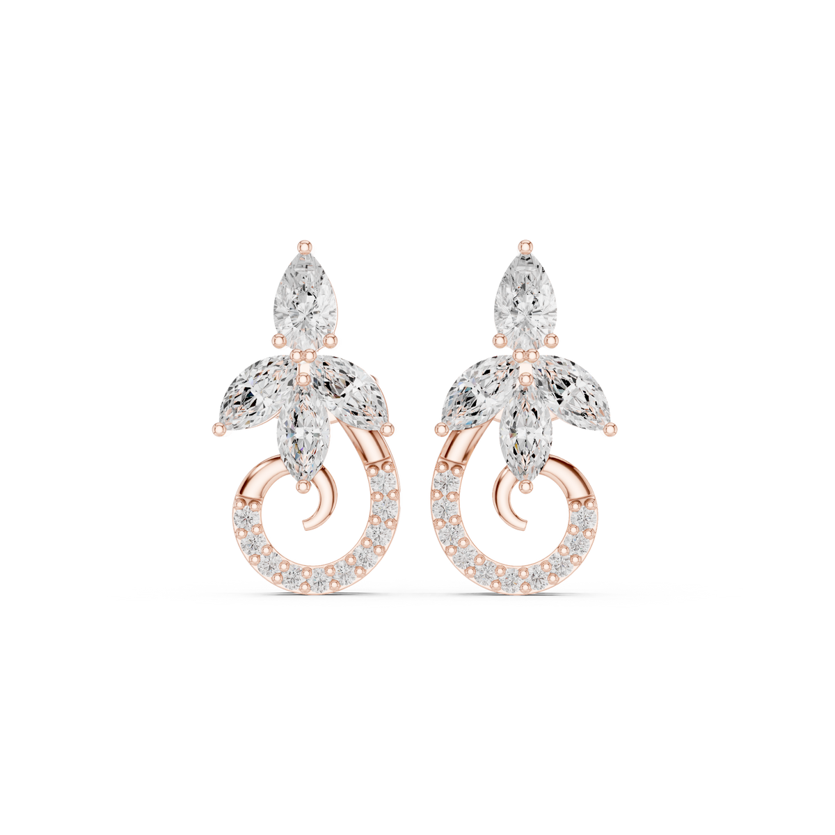 Avelyne Floral Marquise Pavé Studs
