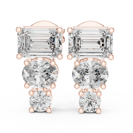 Sorelle Emerald Trio Diamond Studs