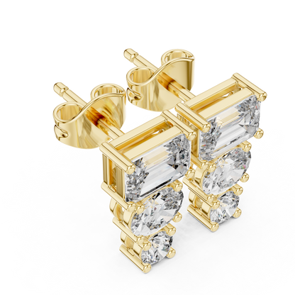Sorelle Emerald Trio Diamond Studs