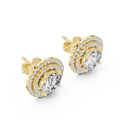 Elvessa Round Double Halo Studs