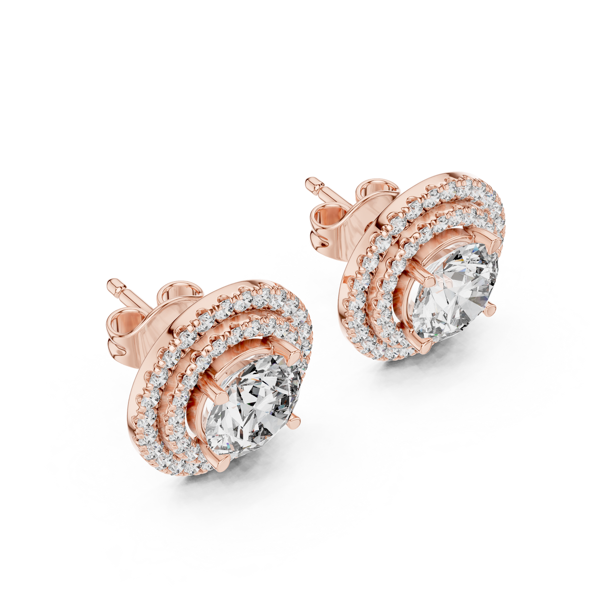 Elvessa Round Double Halo Studs