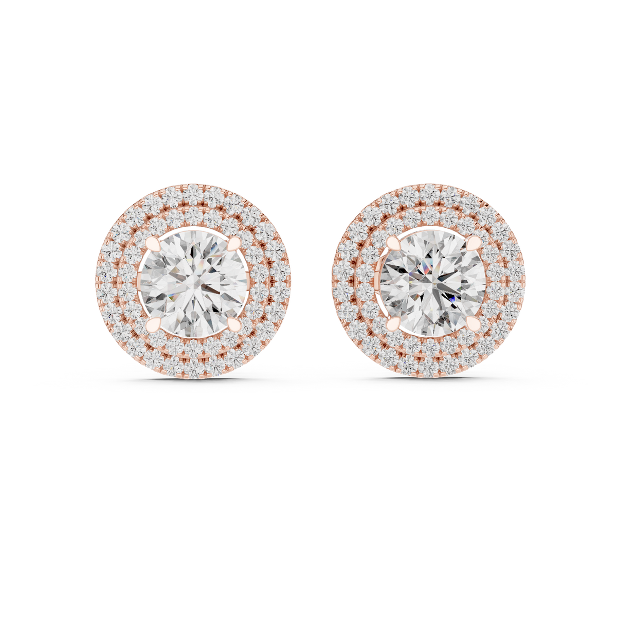 Elvessa Round Double Halo Studs
