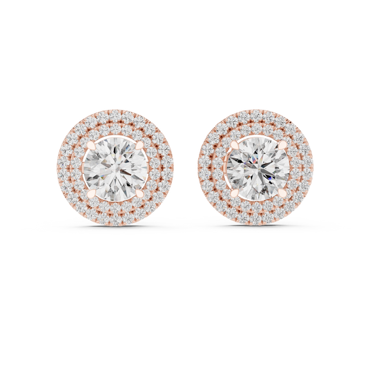 Elvessa Round Double Halo Studs