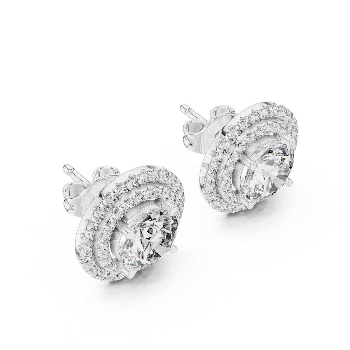 Elvessa Round Double Halo Studs