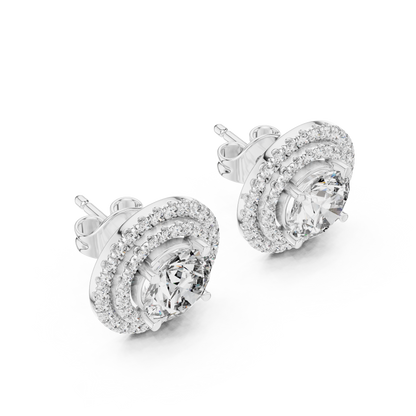 Elvessa Round Double Halo Studs