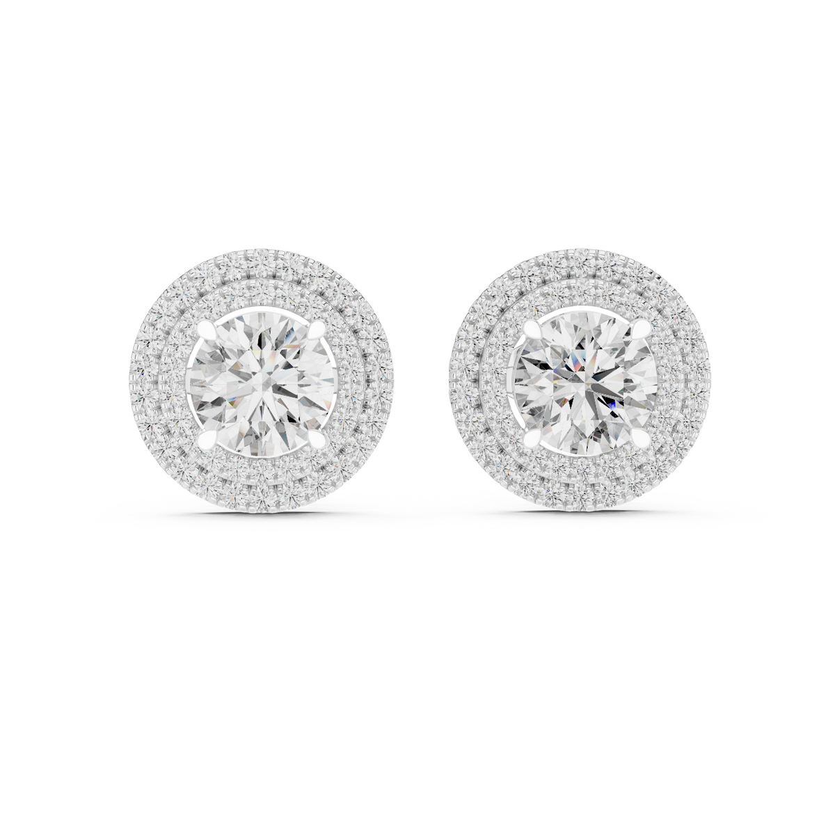Elvessa Round Double Halo Studs
