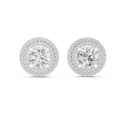 Elvessa Round Double Halo Studs