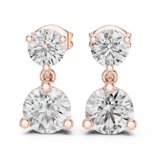 Sorvella Double Round Diamond Drop Earring