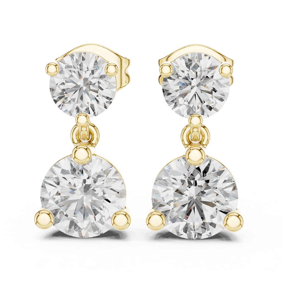 Sorvella Double Round Diamond Drop Earring