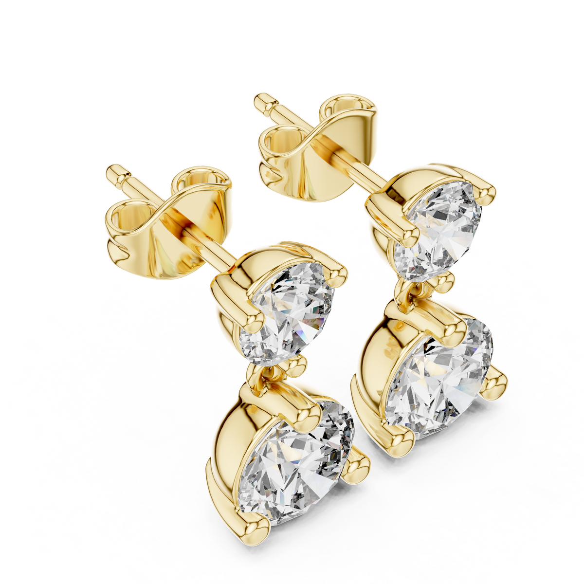 Sorvella Double Round Diamond Drop Earring
