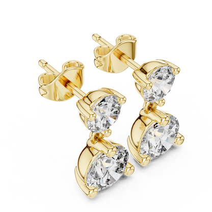 Sorvella Double Round Diamond Drop Earring