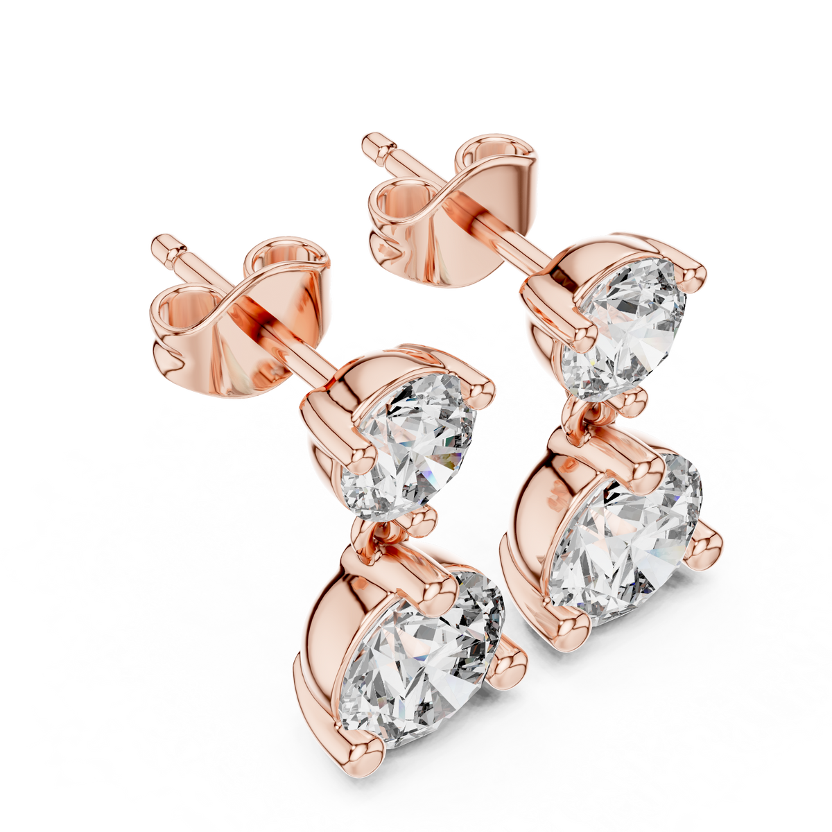 Sorvella Double Round Diamond Drop Earring