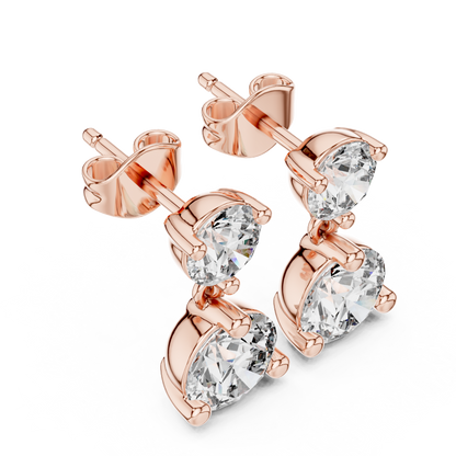 Sorvella Double Round Diamond Drop Earring