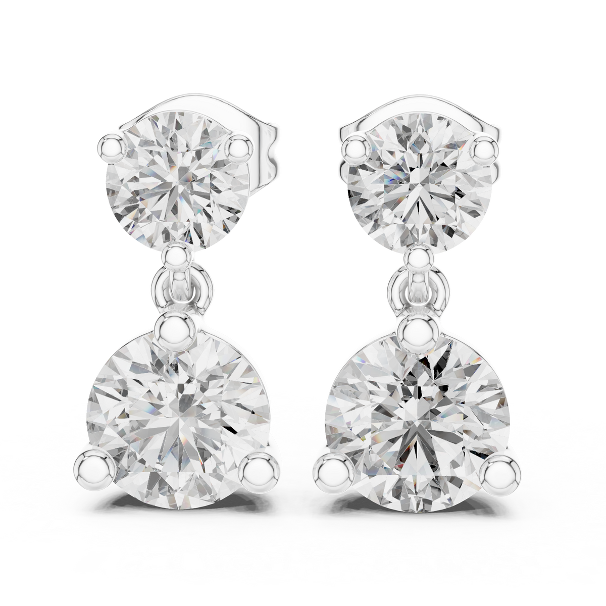 Sorvella Double Round Diamond Drop Earring