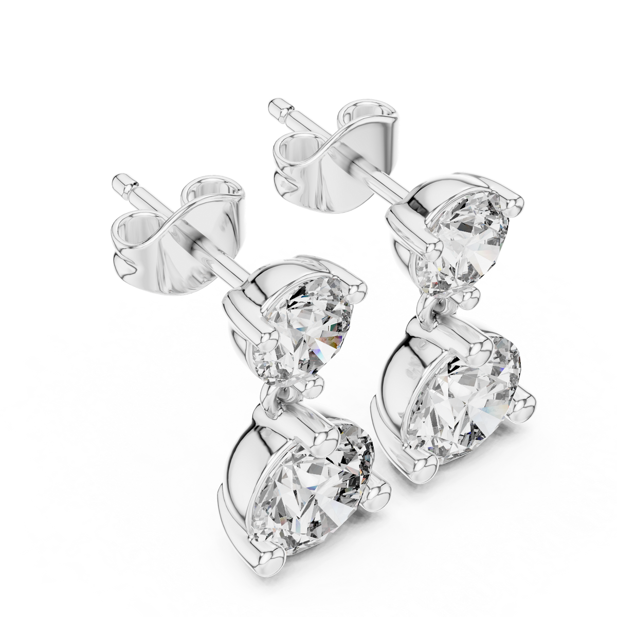 Sorvella Double Round Diamond Drop Earring