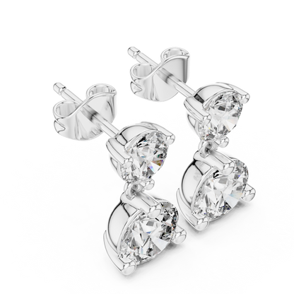 Sorvella Double Round Diamond Drop Earring